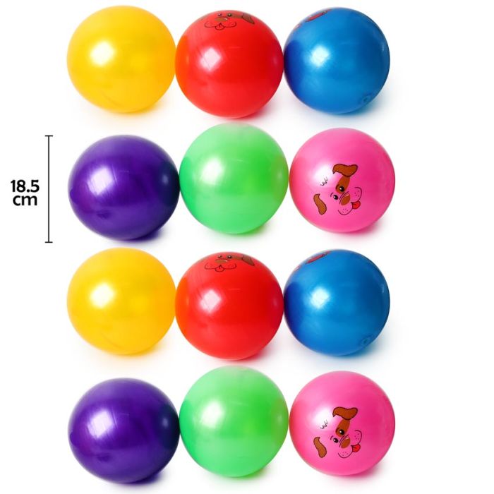 Pelota Inflable Hule Grande Colores Estampada Carita Animales 12 Pelotas Y 010 9