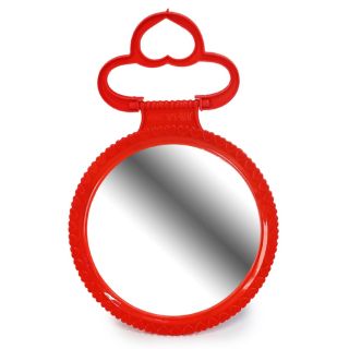 Espejo Circular Grande De Plástico Para Colgar Grabado Línea De Corazones 20 Cm | H11