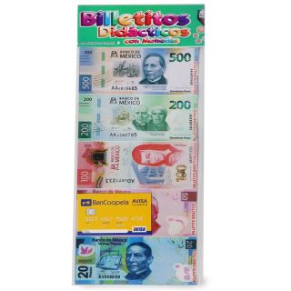 Billetes Didácticos Escolares Grande De Papel Con Tarjeta Estampados Varios Colores 33 Cm | CAMPI