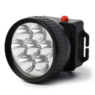 Lámpara De Plástico Negra Tipo Minero Con 7 Luces Blancas Led Con Correa 6 Cm | XT01044