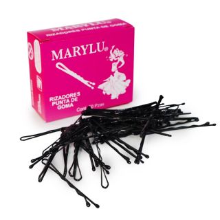 Pasadores De Metal Chicos En Color Negro Ondulados Punta De Goma Marylu 6.1 Cm | PYM