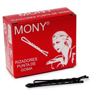 Pasadores Para Cabello Negros Con Punta Goma Ovalados En Caja Roja 6.5 Cm | MONY
