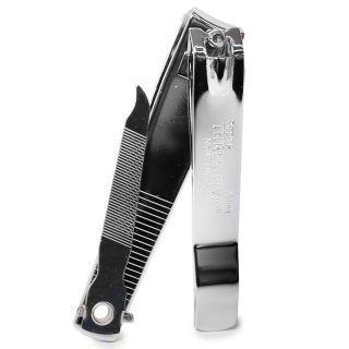 Cortaúñas Grande De Acero Color Plateado Recto Con Lima Grabado Líneas 8.2 Cm | XH4175