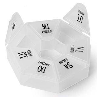 Pastillero De Plástico Mediano Heptagonal Transparente Mate Dias De La Semana 7.7 Cm | G306-5F-2