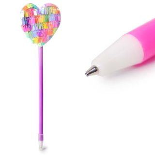 Pluma Escolar Tinta Negra Con Corazón De Peluche Con Lentejuela Colores 22 Cm | JA4-Q-373