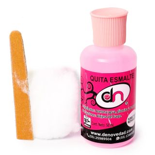 Acetona Quitaesmalte En Color Rosa Con Lima Y Algodón Mediana DN Envase Tarro 50 Ml | DN