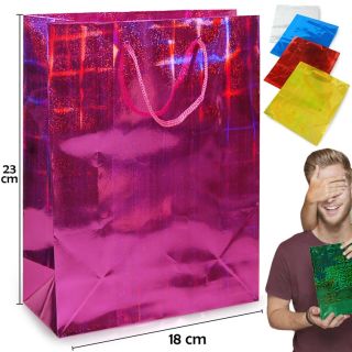 Bolsa Para Regalo Chica Estampada Metalizada De Colores Con Una Medida De 22 x 18 Cm | JH-F4004