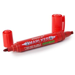 Marcador Escolar Permanente De Color Rojo Doble Punta Delgada Y Gruesa 14.2 Cm | OVK-12