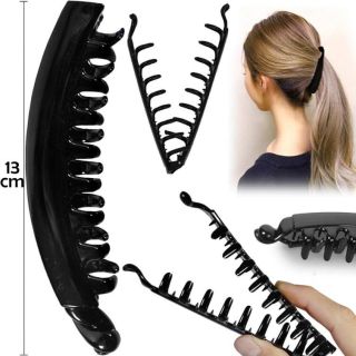 Banana Cascada De Plástico Ovalada En Color Negro De Plástico Para Cabello 14 Cm | XH7800