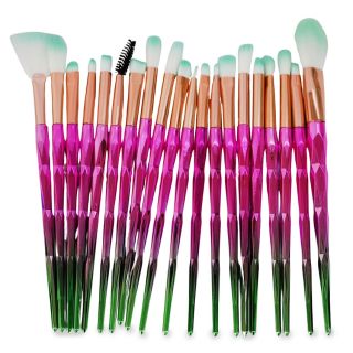 Brochas De Metalizadas Bicolor Rosa Verde Delgadas Para Maquillaje Varios Modelos 19.5 Cm | HSZ-2533