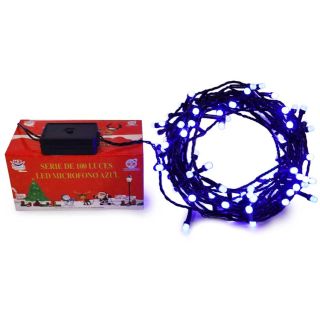 Serie Navideña De 100L Led Micrófono Azul Cable Negro 7 Mts | HZ8050A