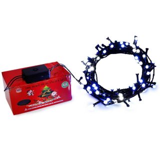 Serie Navideña De 100L Led V8 Blanco Y Azul Con Cable Negro De 7 Mts | HZ8050BA