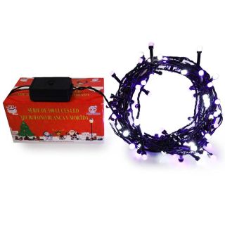 Serie Navideña De 100L Led Micrófono V8 Blanco Y Morado Cable Negro 7 Mts | HZ8050BM