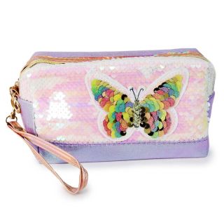 Cosmetiquera Ovalada Tornasol Lentejuela Mariposa | Modelo M218#10H-5