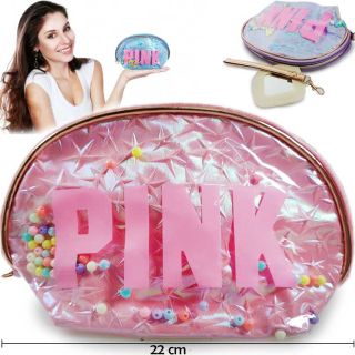 Cosmetiquera Mediana Ovalada Tela Estrellas Tornasol | 1 Cosmetiquera | Modelo M218#1H-21