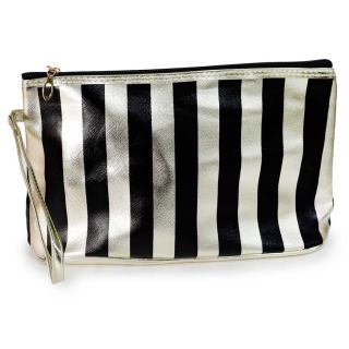 Cosmetiquera Grande Tela Metalizada Lineas Doradas | 1 Cosmetiquera | Modelo 1H-10