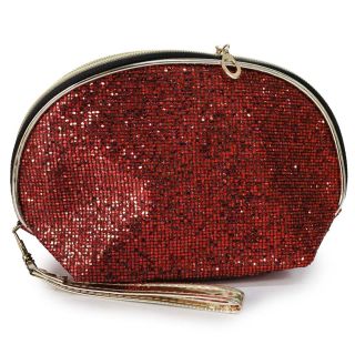 Cosmetiquera Ovalada Tela Cuadros Cubiertos De Brillos 18 Cm | M218#1H-39