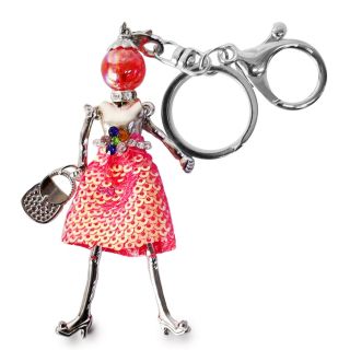 Llavero De Metal En Forma De Muñeca Plateada Con Vestido De Colores Lentejuela 9 Cm | LBN-12