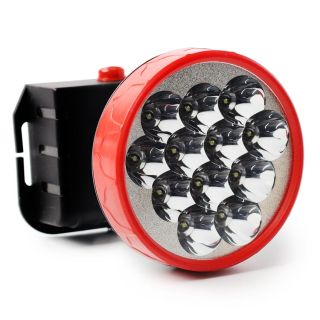 Lámpara Minero De Plástico Grande Con 12 Luces Led 2 Funciones Línea Roja 8.5 Cm | SL-7890