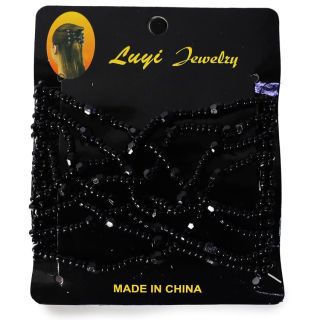 Peineta De Plástico Doble En Color Negro Elástica Con Figuras Medida De 9 Cm | Y-35