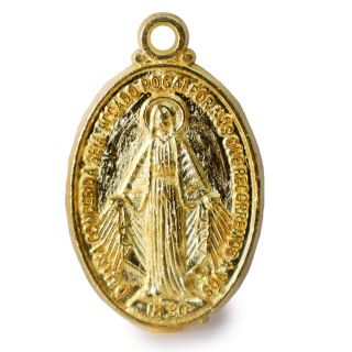 Dije De Metal Chico En Color Dorado Ovalado De La Virgen Milagrosa 2 Cm | VR