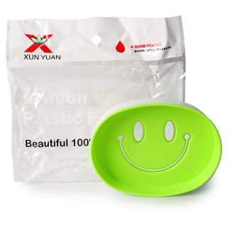 Jabonera Ovalada Plástico Con Grabado De Caritas Bicolor De 14 Cm | M298-6H-2