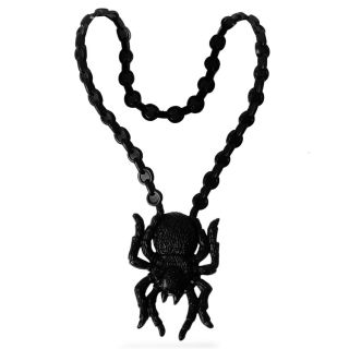 Collar De Goma Grande Dije Araña Y Calavera Negro Halloween 30 Cm | KUN-285