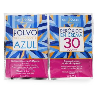 Kit NEKANE Polvo Decolorante Azul 50 Gr Peroxido Crema 30 Vol 75 Gr | Nekane