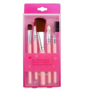 Brochas Maquillaje Set 7 Mango Plastico Forma Pluma Bicolor