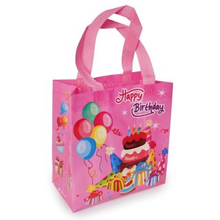 Bolsa Asa Textil Chica Estampada Cumpleaños 4 Colores 23x22 Cm 12 Bolsas | JA-Q-108