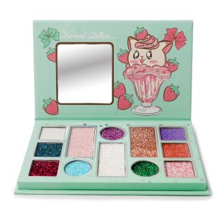 Sombras Para Ojos En Estuche Cartera Con 12 Cubiertas De Glitter Y Espejo Gatita 14.8 Cm | V6311