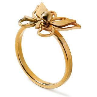 Anillo Acero Inoxidable Color Dorado Tamaños Delgado Dije Mariposa | XH5515 ZXQ02085