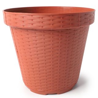 Maceta De Plástico Grande En Color Terracota Grabado Tejido Perforada De 17.7 x 20 Cm | RP