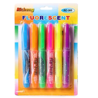 Marcatextos Escolares Grandes Con Punta Cincel Colores Neón Blíster 6 Piezas 14 Cm | RC-305