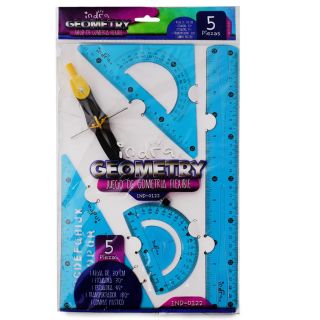 Juego Geométrico Escolar INDRA Flexible 5 Piezas Colores 36.5 Cm | IDN-0122