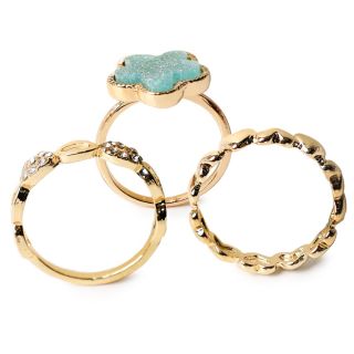 Anillos De Metal En Color Dorado Varios Tamaños Grabados Con Figura De Colores Set De 3 Piezas | SJZ-534