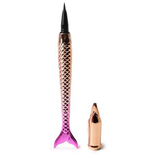 Delineador Miss Seven En Plumín Delgado Negro Contra El Agua Envase Cola Sirena Cobre 15.6 Cm | MS-822