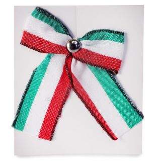 Corbatín Moño Grande Blanco Y Colores Con Líneas Tricolor Círculo Plateado 18 Cm | ALJ