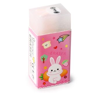 Goma Borrador Escolar Chico Rectangular Estampado Conejo Y Oso 4.5 Cm | WJ-470