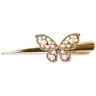 Pico Garza Para Cabello De Metal Dorado Plata Con Figura Mariposa Con Piedras 12.7 Cm | XH5325