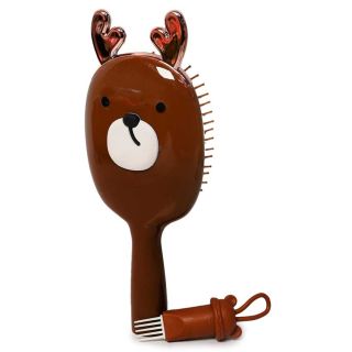 Cepillo Para Peinar De Plástico Con Carita Oso Y Cuernos De Reno 25 Cm | XH6022