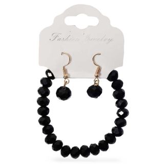 Pulsera Elástica Con Piedras De Cristal Varios Colores y Aretes Cortos 7 Cm | ZXQ02660