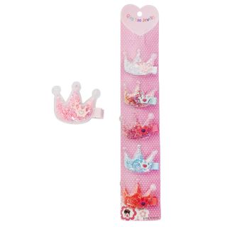 Cartón Con 6 Picos Garza Para Cabello Con Figura Corona Hule Y Lentejuela 29 Cm | B3632B-6