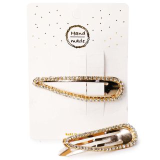 Cucas Para Cabello Grande De Metal Dorado y Plata Con Piedras 7 Cm | XQ-U4-870