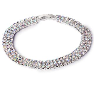 Pulsera Delgada Con Broche Color Plata Con Triple Línea De Piedras 18 Cm | XQ-W4-980-3
