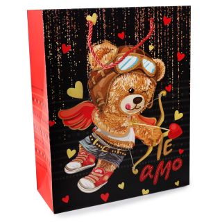 Bolsa Para Regalo Grande Estampado Osos Love 3D Glitter Modelos 32 x 26 Cm | TE-0532B-1