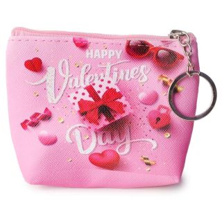 Monedero Mediano De Vinil Estampado Corazones En Color Rosa 11.2 Cm | AIX-1139
