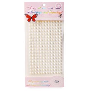 Sticker Planilla Grande Con Perlas Chicas Decorativas Blancas Y Beige 23 Cm | XQ-29-1254-6