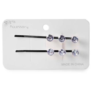 Pasadores Para Cabello De Metal En Color Plateado Con Piedras Azules 5.6 Cm | XH6694