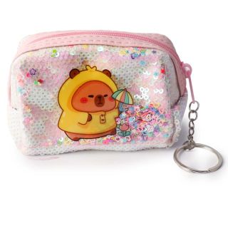 Monedero Mediano Rectangular En Forma De Capibara Lentejuela 9 Cm | HM-5F-281